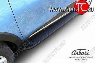 11 609 р. Порожки для ног Arbori Optima Black Renault Kaptur дорестайлинг (2016-2020)  с доставкой в г. Майкоп