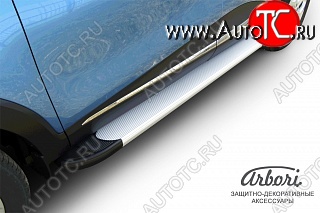 16 249 р. Порожки для ног Arbori Optima Silver Renault Kaptur дорестайлинг (2016-2020)  с доставкой в г. Майкоп