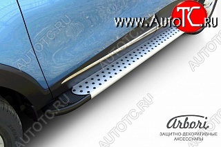 13 499 р. Порожки для ног Arbori Standart Silver Renault Kaptur рестайлинг (2020-2025)  с доставкой в г. Майкоп