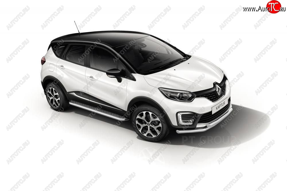 26 389 р. Порожки для ног из трубы Ø51 с алюминиевой площадкой Petroil Tuning Renault Kaptur рестайлинг (2020-2025) (Нержавеющая полированная сталь)  с доставкой в г. Майкоп