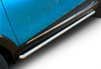 Защита штатных порогов с листом Arbori (труба - нержавейка d42, лист - алюминий) Renault Kaptur дорестайлинг (2016-2020)