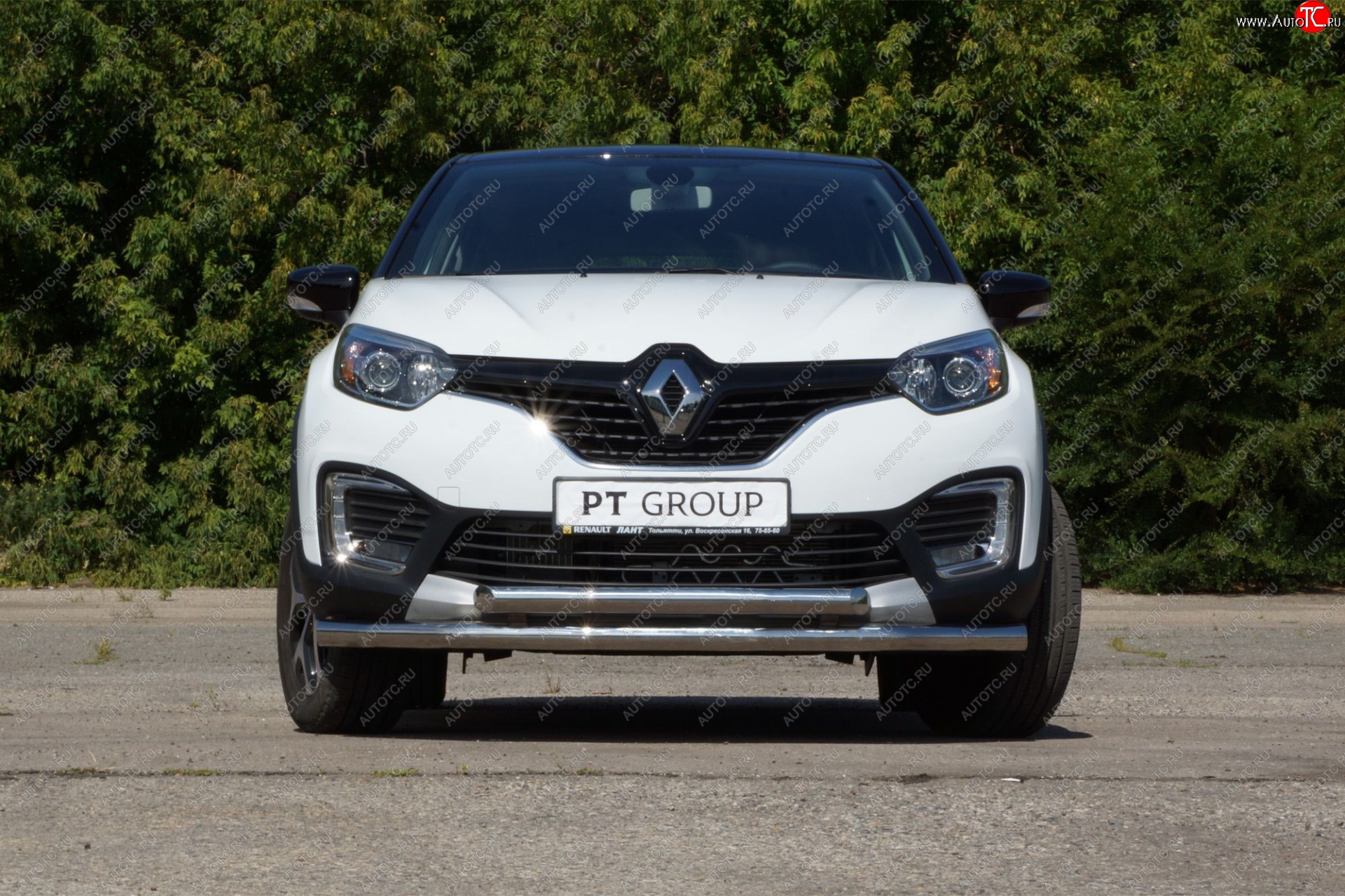 22 349 р. Защита переднего бампера двойная из труб d63/63 мм Petroil Tuning Renault Kaptur дорестайлинг (2016-2020) (Нержавеющая полированная сталь)  с доставкой в г. Майкоп