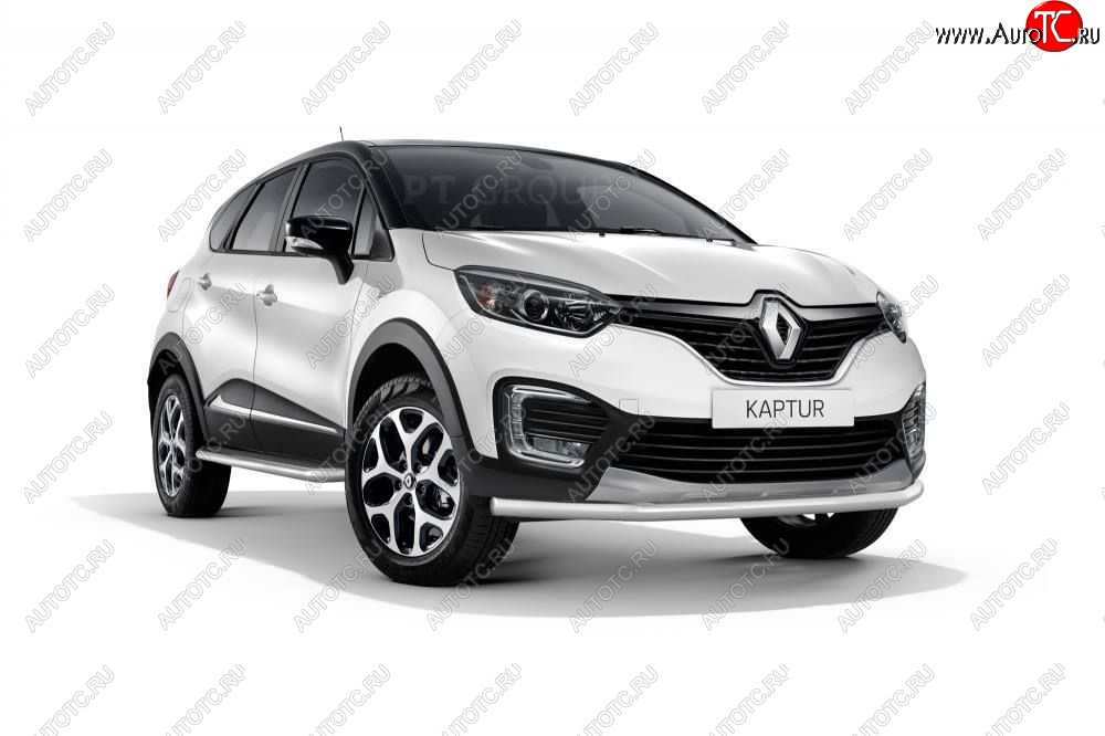 16 849 р. Защита переднего бампера одинарная из трубы d63 мм Petroil Tuning Renault Kaptur дорестайлинг (2016-2020) (Нержавеющая полированная сталь)  с доставкой в г. Майкоп