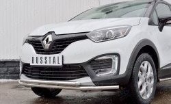 16 849 р. Защита переднего бампера (2 трубыØ42 мм, нержавейка) SLITKOFF  Renault Kaptur (2016-2020) дорестайлинг  с доставкой в г. Майкоп. Увеличить фотографию 4