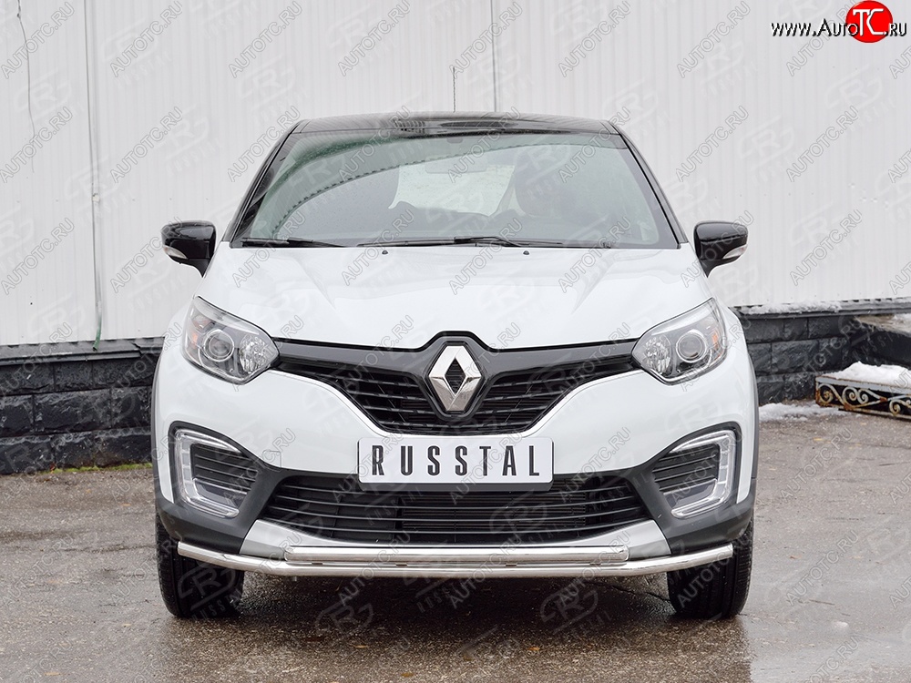 16 849 р. Защита переднего бампера (2 трубыØ42 мм, нержавейка) SLITKOFF  Renault Kaptur (2016-2020) дорестайлинг  с доставкой в г. Майкоп