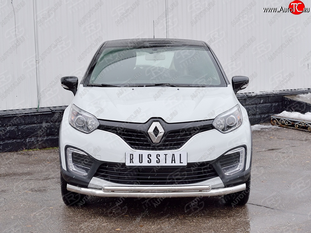 17 799 р. Защита переднего бампера (2 трубыØ63 и 42 мм, нержавейка) SLITKOFF  Renault Kaptur (2016-2020) дорестайлинг  с доставкой в г. Майкоп