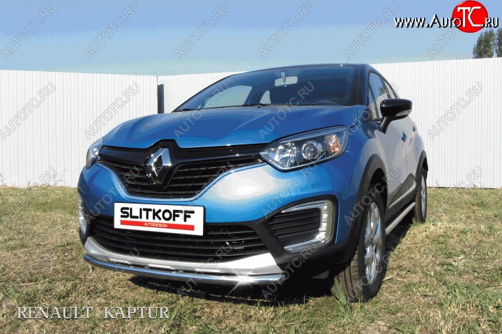 9 799 р. Одинарная защита переднего бампера диаметром 42 мм Slitkoff Renault Kaptur дорестайлинг (2016-2020) (Для автомобиля 2WD)  с доставкой в г. Майкоп