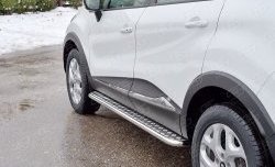 24 649 р. Порожки для ног (Ø42) SLITKOFF  Renault Kaptur (2016-2025) дорестайлинг, рестайлинг (лист - алюминий, профиль - нержавейка)  с доставкой в г. Майкоп. Увеличить фотографию 2