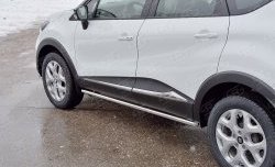 Защита порогов из круглой трубы диаметром 42 мм SLITKOFF Renault Kaptur (2016-2025) дорестайлинг, рестайлинг