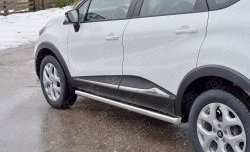 Защита порогов из круглой трубы диаметром 63 мм SLITKOFF Renault Kaptur (2016-2025) дорестайлинг, рестайлинг