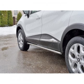 15 599 р. Защита порогов из круглой трубы диаметром 42 мм SLITKOFF v3  Renault Kaptur (2016-2025) дорестайлинг, рестайлинг  с доставкой в г. Майкоп. Увеличить фотографию 2