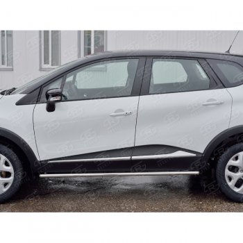 Защита порогов из круглой трубы диаметром 42 мм SLITKOFF v3 Renault Kaptur (2016-2025) дорестайлинг, рестайлинг