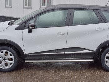 35 549 р. Широкая защита порогов с трубой диаметром 42 мм SLITKOFF v3  Renault Kaptur (2016-2025) дорестайлинг, рестайлинг  с доставкой в г. Майкоп. Увеличить фотографию 2