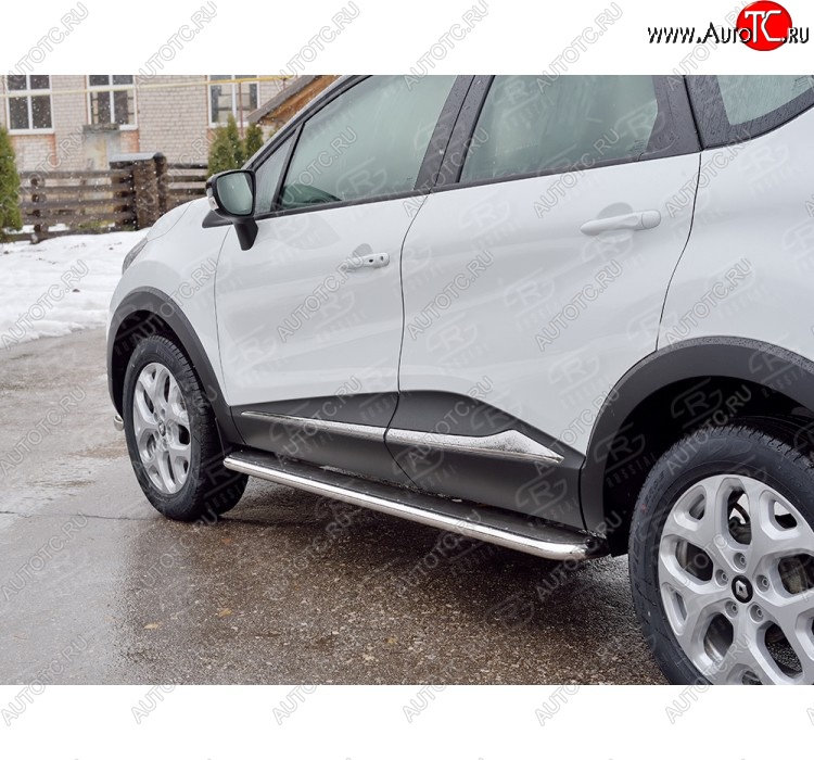 35 549 р. Широкая защита порогов с трубой диаметром 42 мм SLITKOFF v3  Renault Kaptur (2016-2025) дорестайлинг, рестайлинг  с доставкой в г. Майкоп