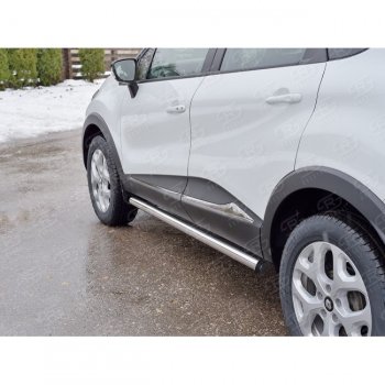 Защита порогов из круглой трубы диаметром 63 мм SLITKOFF v2 Renault Kaptur (2016-2025) дорестайлинг, рестайлинг