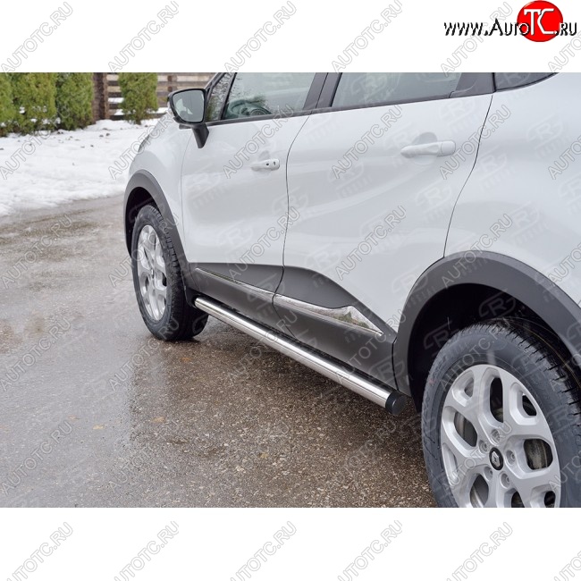 18 799 р. Защита порогов из круглой трубы диаметром 63 мм SLITKOFF v2  Renault Kaptur (2016-2025) дорестайлинг, рестайлинг  с доставкой в г. Майкоп