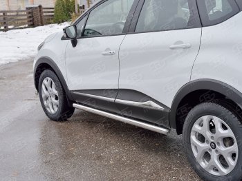 Защита порогов из круглой трубы диаметром 63 мм SLITKOFF v3 Renault Kaptur (2016-2025) дорестайлинг, рестайлинг