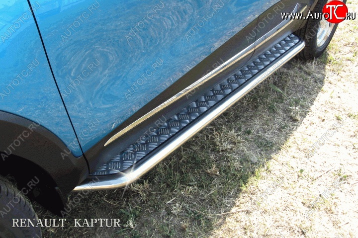 14 449 р. Широкая защита порогов с трубой диаметром d57 Slitkoff Renault Kaptur рестайлинг (2020-2025) (Для автомобиля 2WD)  с доставкой в г. Майкоп