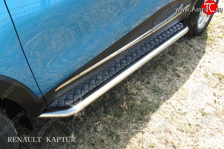 15 349 р. Широкая защита порогов с трубой диаметром d42 Slitkoff Renault Kaptur рестайлинг (2020-2025) (Для автомобиля 2WD)  с доставкой в г. Майкоп