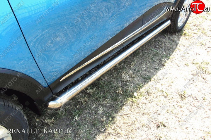 15 299 р. Защита порогов из круглой трубы диаметром 76 мм Slitkoff  Renault Kaptur (2016-2025) дорестайлинг, рестайлинг (Для автомобиля 2WD)  с доставкой в г. Майкоп