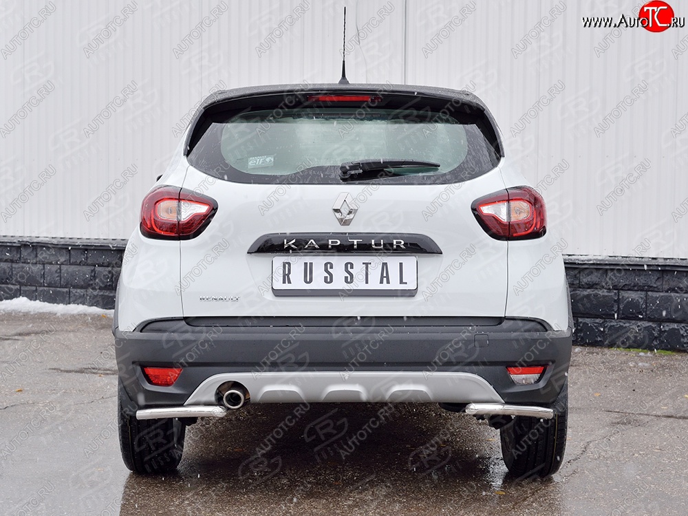 12 699 р. Защита заднего бампера (Ø42 мм уголки, нержавейка) SLITKOFF  Renault Kaptur (2016-2020) дорестайлинг  с доставкой в г. Майкоп