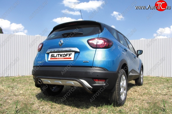 6 999 р. Защита задняя бампера d42 Slitkoff (скоба)  Renault Kaptur (2016-2020) дорестайлинг (Цвет: серебристый)  с доставкой в г. Майкоп