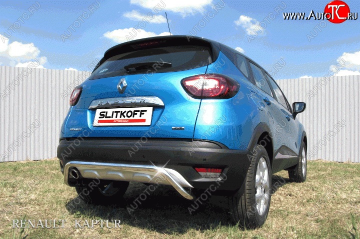 9 999 р. Защита заднего бампера диаметром 42 мм с изгибом Slitkoff  Renault Kaptur (2016-2020) дорестайлинг (Для автомобиля 2WD)  с доставкой в г. Майкоп