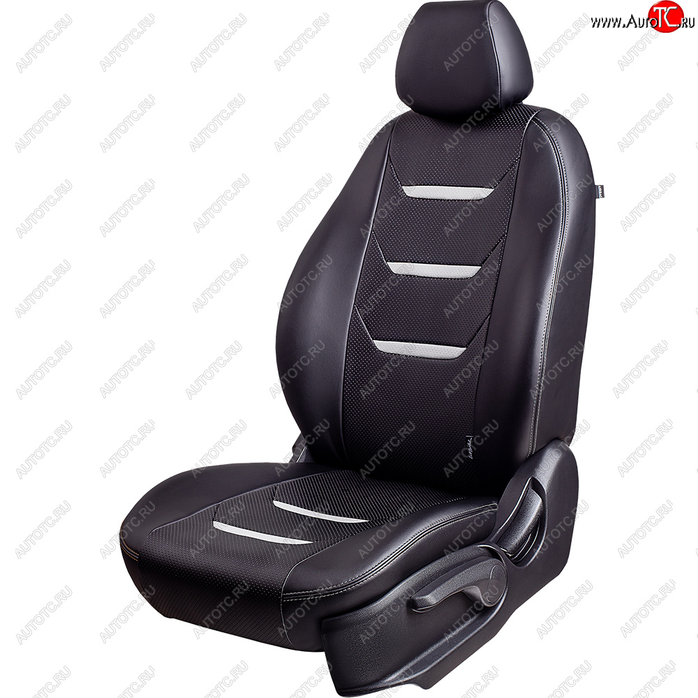 7 599 р. Чехлы для сидений Lord Autofashion Турин 2 (экокожа)  Renault Kaptur (2016-2025) дорестайлинг, рестайлинг (Чёрный/Чёрный/Белый/Белый)  с доставкой в г. Майкоп