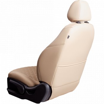 19 999 р. Чехлы для сидений Lord Autofashion Байрон (экокожа, 60/40, 3 Г-образных подголовника)  Renault Kaptur (2016-2020) дорестайлинг (Бежевый, вставка бежевая, строчка бежевая)  с доставкой в г. Майкоп. Увеличить фотографию 3