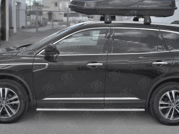 16 649 р. Пороги труба 75х42 Russtal (овал с проступью) Renault Koleos 2 (2016-2025)  с доставкой в г. Майкоп. Увеличить фотографию 2