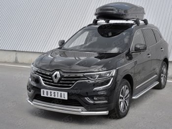 21 749 р. Защита переднего бампера (2 трубы Ø63 и 42 мм, нержавейка) SLITKOFF  Renault Koleos  2 (2016-2025)  с доставкой в г. Майкоп. Увеличить фотографию 2