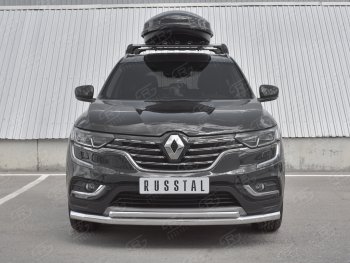 Защита переднего бампера (2 трубы Ø63 и 42 мм, нержавейка) SLITKOFF Renault Koleos  2 (2016-2025)