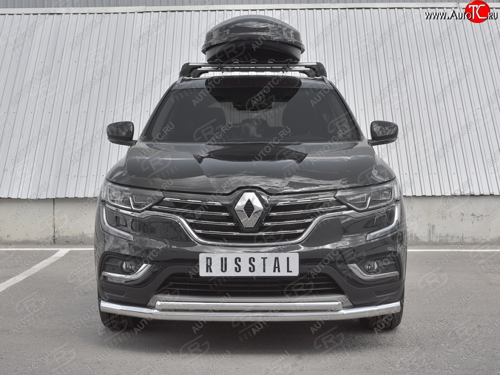 21 749 р. Защита переднего бампера (2 трубы Ø63 и 42 мм, нержавейка) SLITKOFF  Renault Koleos  2 (2016-2025)  с доставкой в г. Майкоп