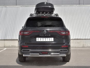 Защита заднего бампера (2 трубы Ø63 и 42 мм, нержавейка) SLITKOFF Renault Koleos  2 (2016-2025)
