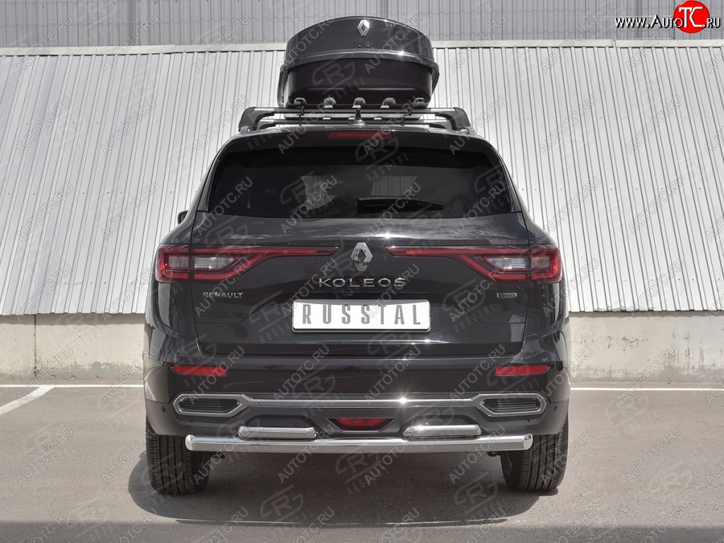18 849 р. Защита заднего бампера (2 трубы Ø63 и 42 мм, нержавейка) SLITKOFF Renault Koleos 2 (2016-2025)  с доставкой в г. Майкоп