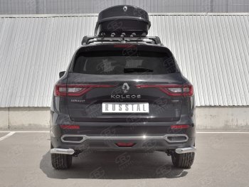 Защита заднего бампера (Ø63 мм уголки, нержавейка) SLITKOFF Renault Koleos  2 (2016-2025)