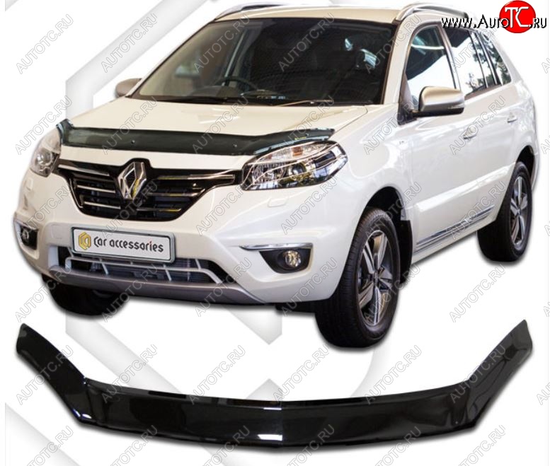 2 159 р. Дефлектор капота CA-Plastiс Renault Koleos 1 Phase 3 (2013-2016) (Classic черный, Без надписи)  с доставкой в г. Майкоп