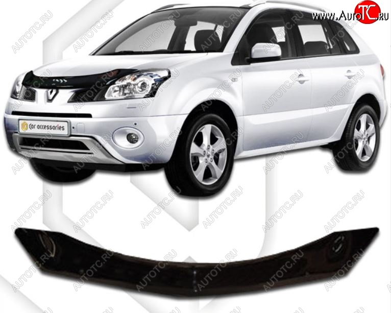 1 999 р. Дефлектор капота CA-Plastic Renault Koleos Phase 1 (2007-2011) (Classic черный, Без надписи)  с доставкой в г. Майкоп