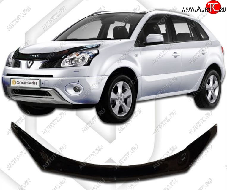 2 199 р. Дефлектор капота CA-Plastiс exclusive Renault Koleos Phase 1 (2007-2011) (Classic черный, Без надписи)  с доставкой в г. Майкоп
