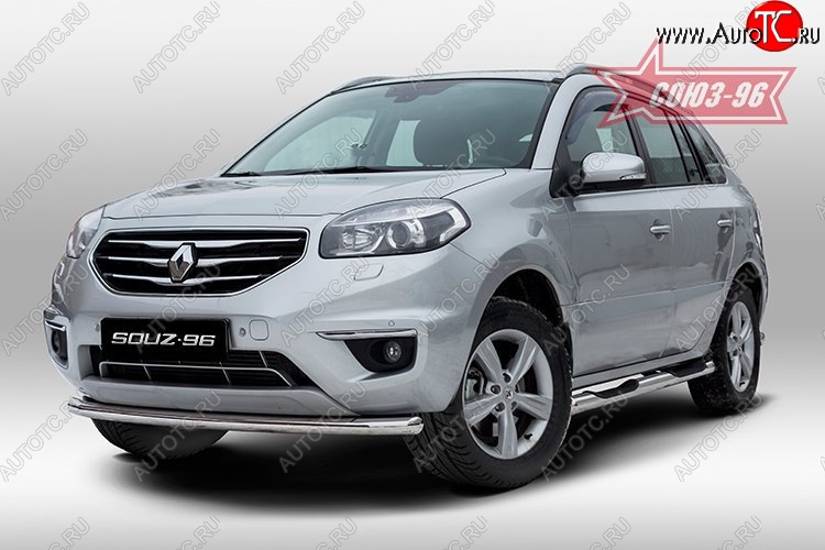 15 389 р. Защита переднего бампера одинарная Souz-96 Premium (d60) Renault Koleos 1 Phase 3 (2013-2016)  с доставкой в г. Майкоп