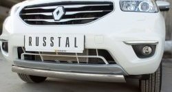 12 999 р. Защита переднего бампера (Ø75х42 мм, нержавейка) Russtal Renault Koleos 1 Phase 3 (2013-2016)  с доставкой в г. Майкоп. Увеличить фотографию 2