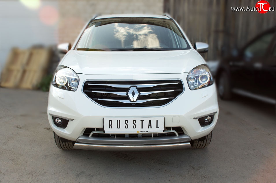 12 999 р. Защита переднего бампера (Ø75х42 мм, нержавейка) Russtal Renault Koleos 1 Phase 3 (2013-2016)  с доставкой в г. Майкоп