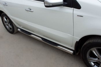 22 549 р. Защита порогов с пластиковыми вставками для ног из круглой трубы диаметром 76 мм SLITKOFF v2 Renault Koleos Phase 1 (2007-2011)  с доставкой в г. Майкоп. Увеличить фотографию 3
