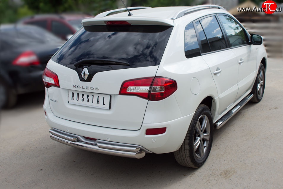 18 699 р. Защита заднего бампера (Ø76 и 42 мм, нержавейка) SLITKOFF Renault Koleos Phase 1 (2007-2011)  с доставкой в г. Майкоп