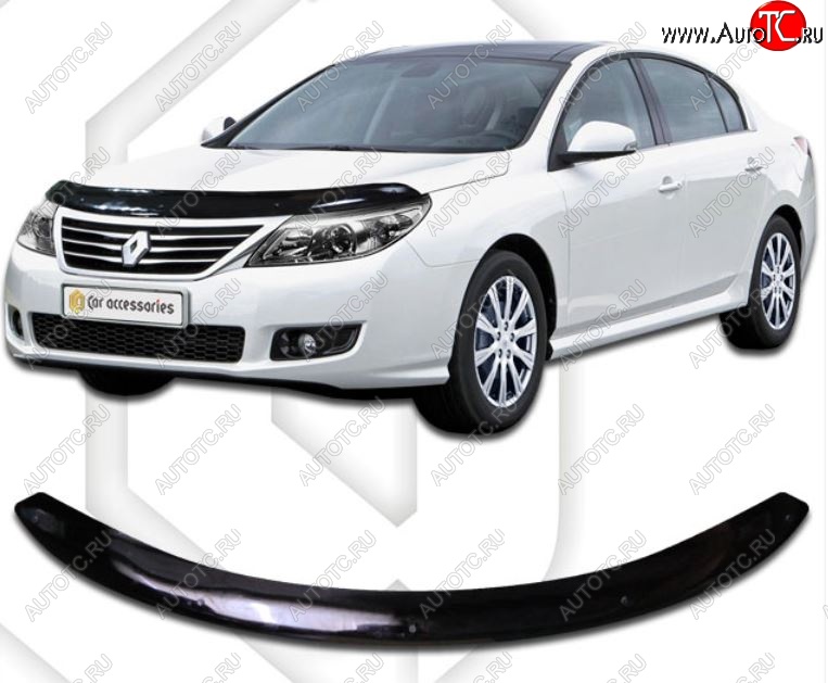 1 899 р. Дефлектор капота CA-Plastic Renault Latitude (2010-2018) (Classic черный, Без надписи)  с доставкой в г. Майкоп