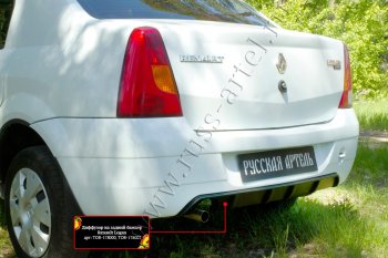 2 379 р. Диффузор на задний бампер RA  Renault Logan 1 дорестайлинг (2004-2010) (глянец) (Неокрашенный)  с доставкой в г. Майкоп. Увеличить фотографию 2