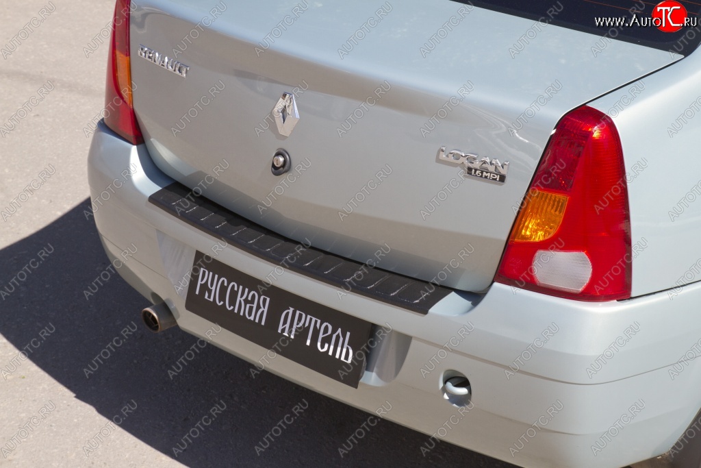 1 129 р. Защитная накладка на задний бампер RA Renault Logan 1 дорестайлинг (2004-2010)  с доставкой в г. Майкоп