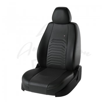 Чехлы для сидений Lord Autofashion Денвер (экокожа) Renault Logan  1 (2004-2016) дорестайлинг, рестайлинг (Чёрный, вставка чёрная)