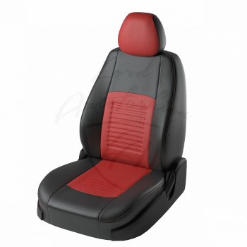 Чехлы для сидений Lord Autofashion Турин (экокожа) Renault Logan 1 дорестайлинг (2004-2010) (Чёрный, вставка красная)