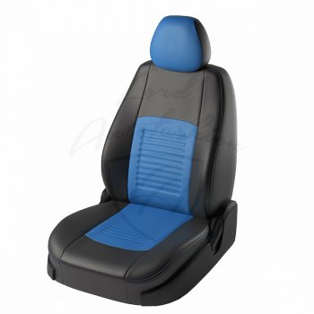 Чехлы для сидений Lord Autofashion Турин (экокожа) Renault Logan 1 дорестайлинг (2004-2010) (Чёрный, вставка синяя)